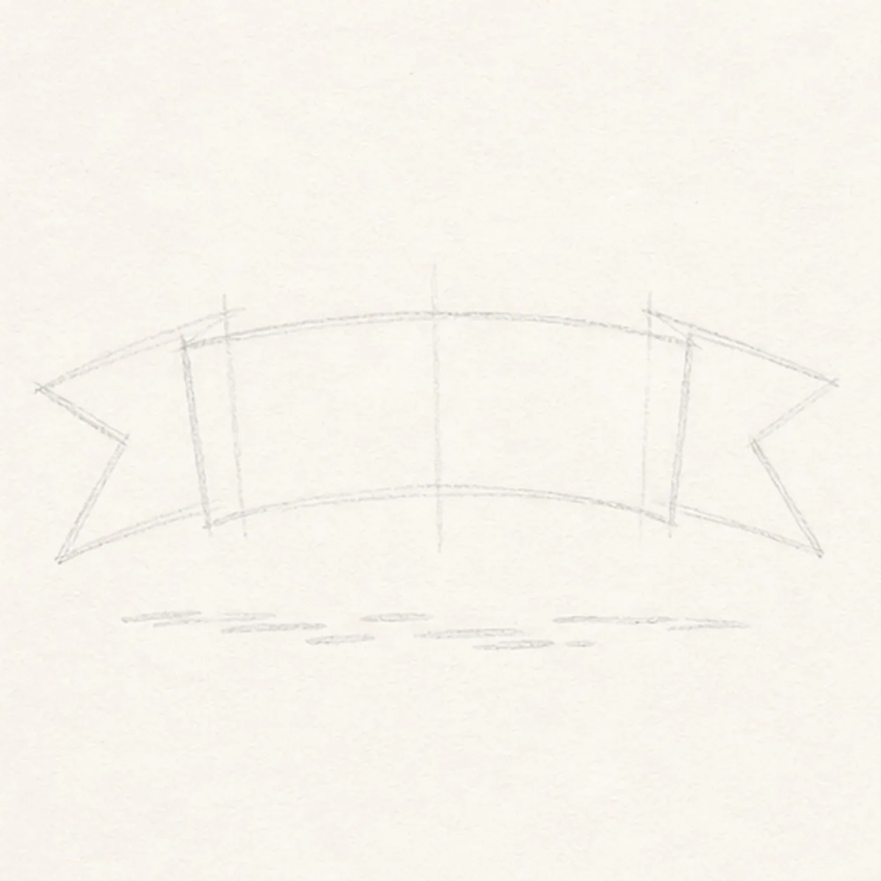 Map the ribbon folds stage for how to draw a folded banner ribbon