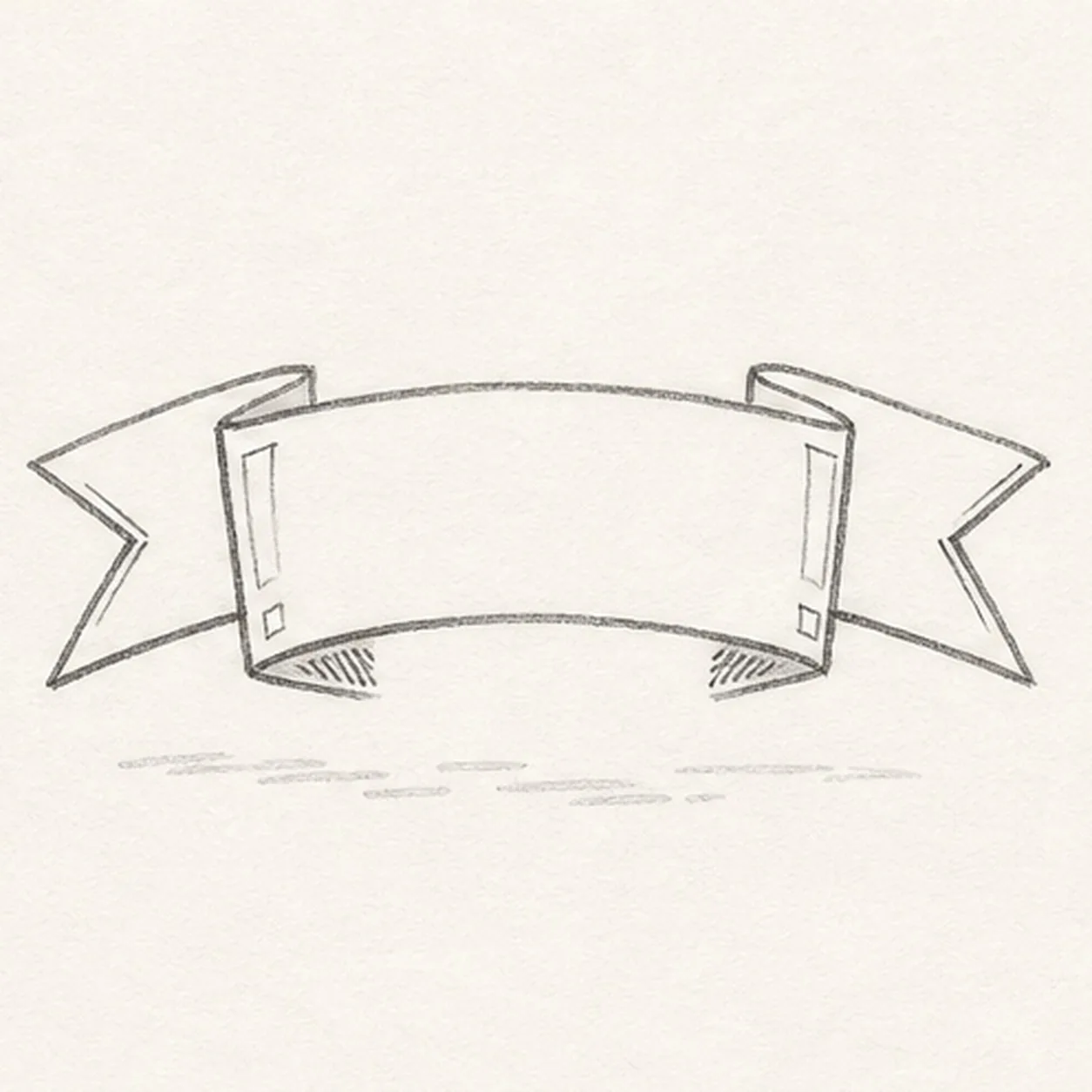 Lock the overlaps stage for how to draw a folded banner ribbon