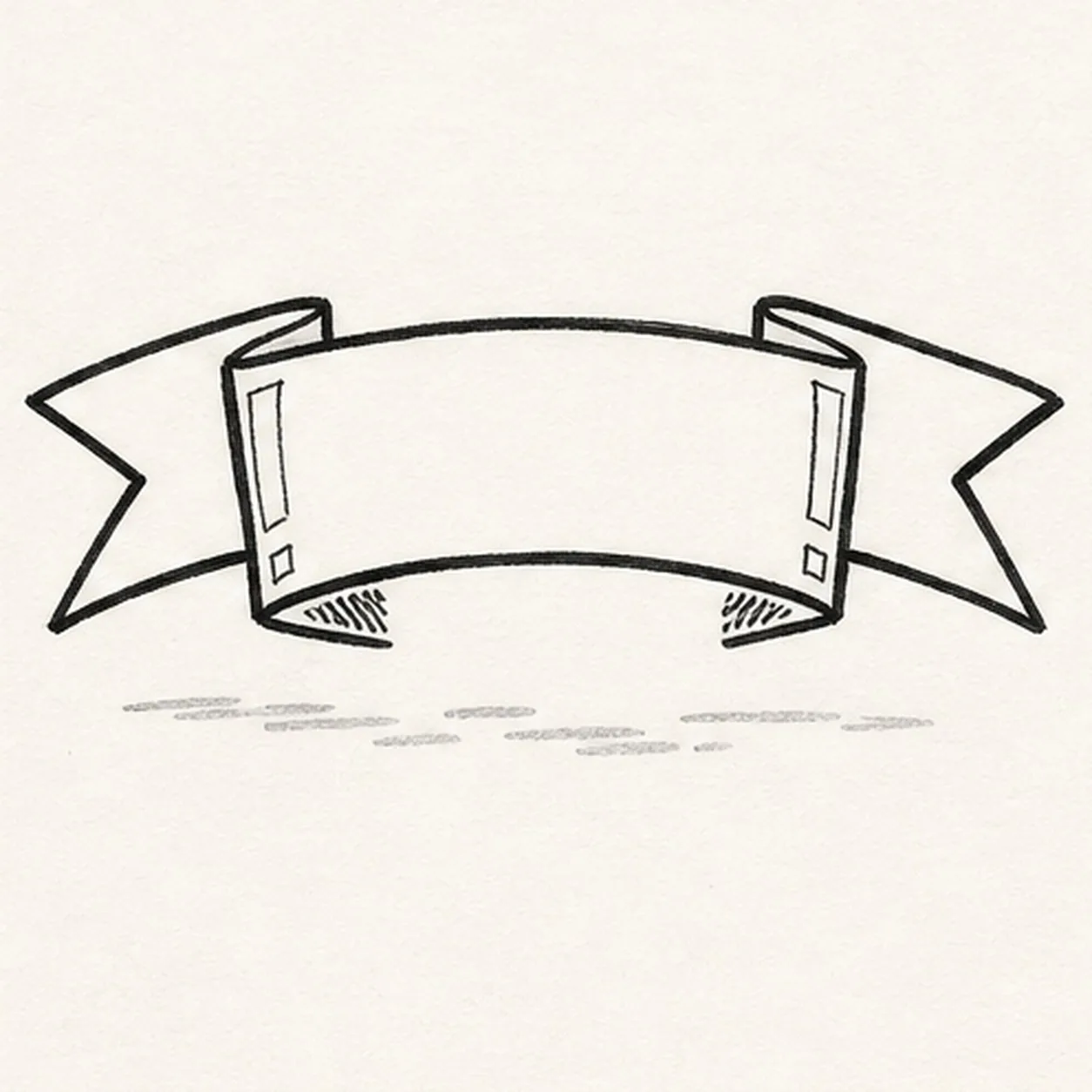 Ink the folded edges stage for how to draw a folded banner ribbon