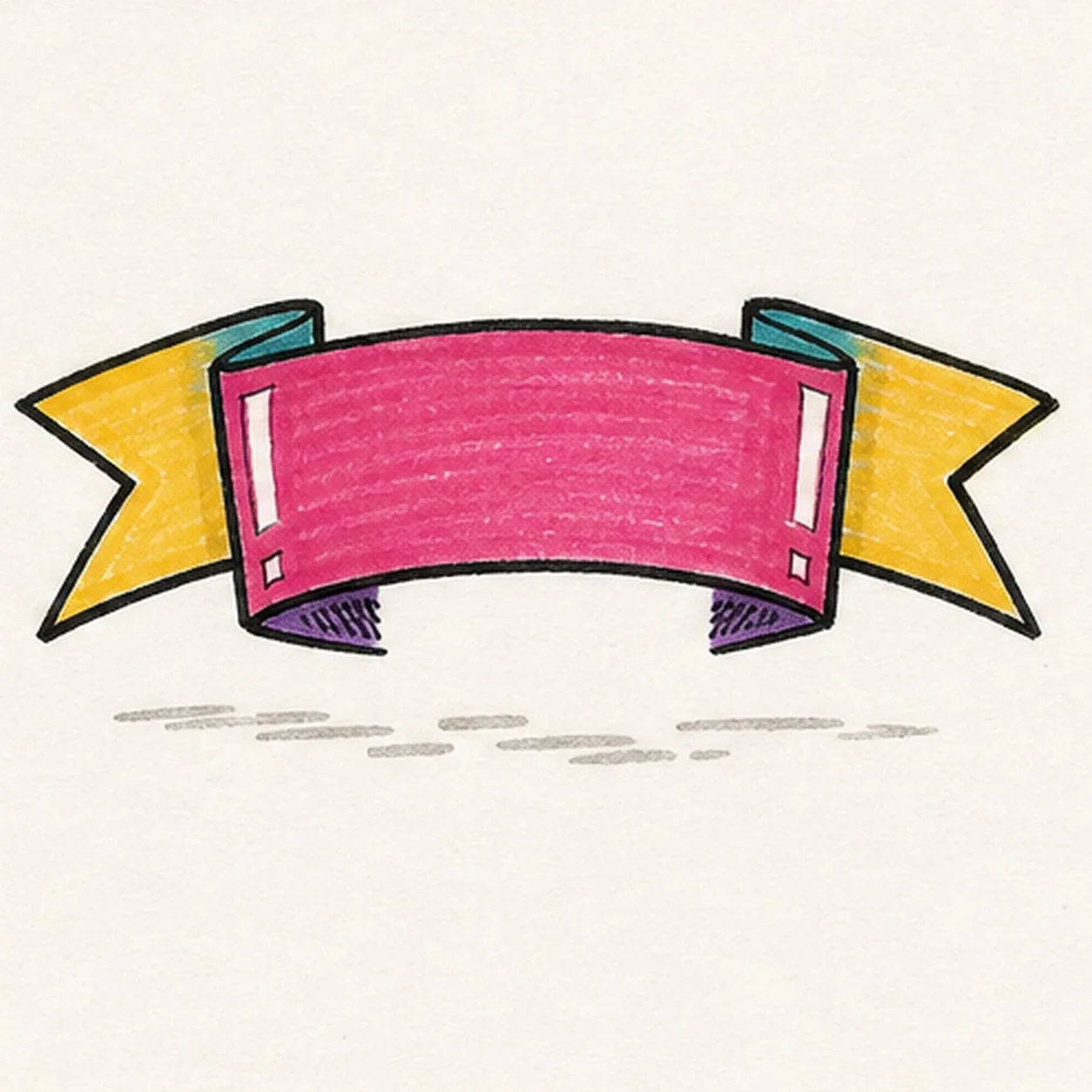 Color each ribbon plane stage for how to draw a folded banner ribbon