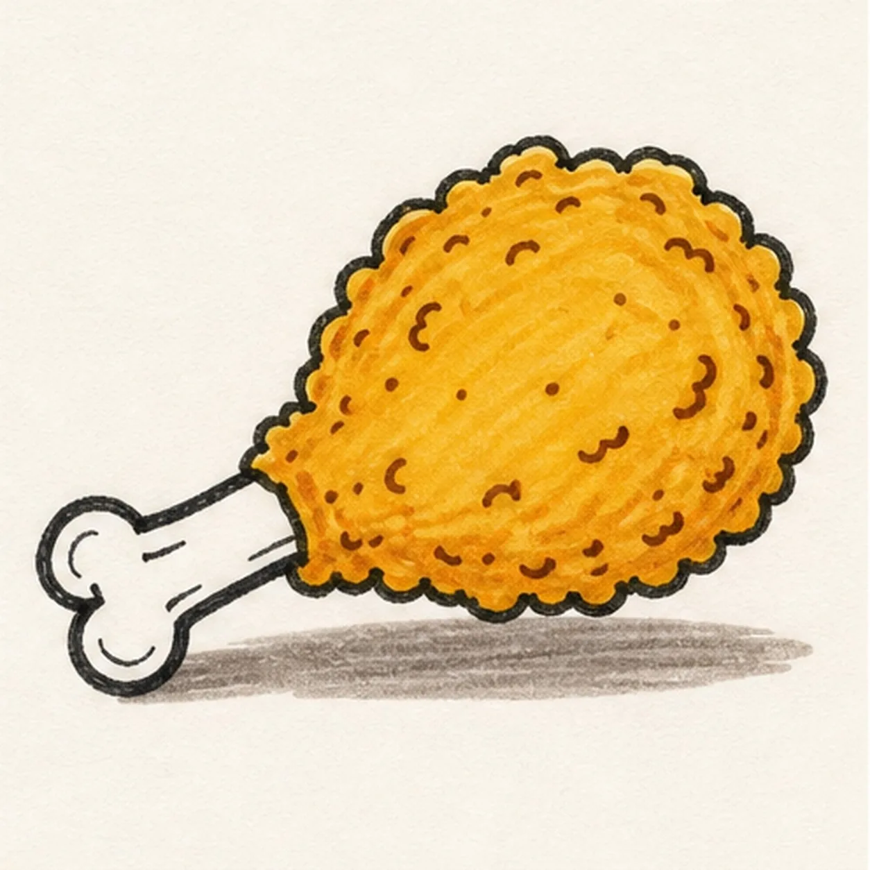 Color the crispy coat stage for how to draw a fried chicken drumstick