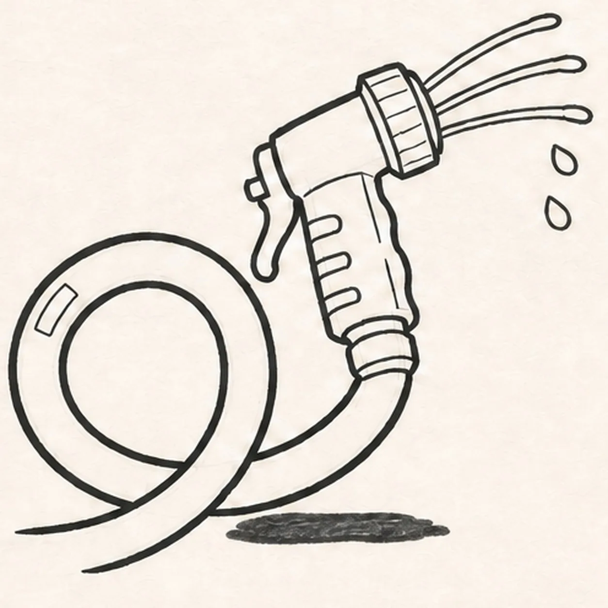 Ink the working contours stage for how to draw a garden hose