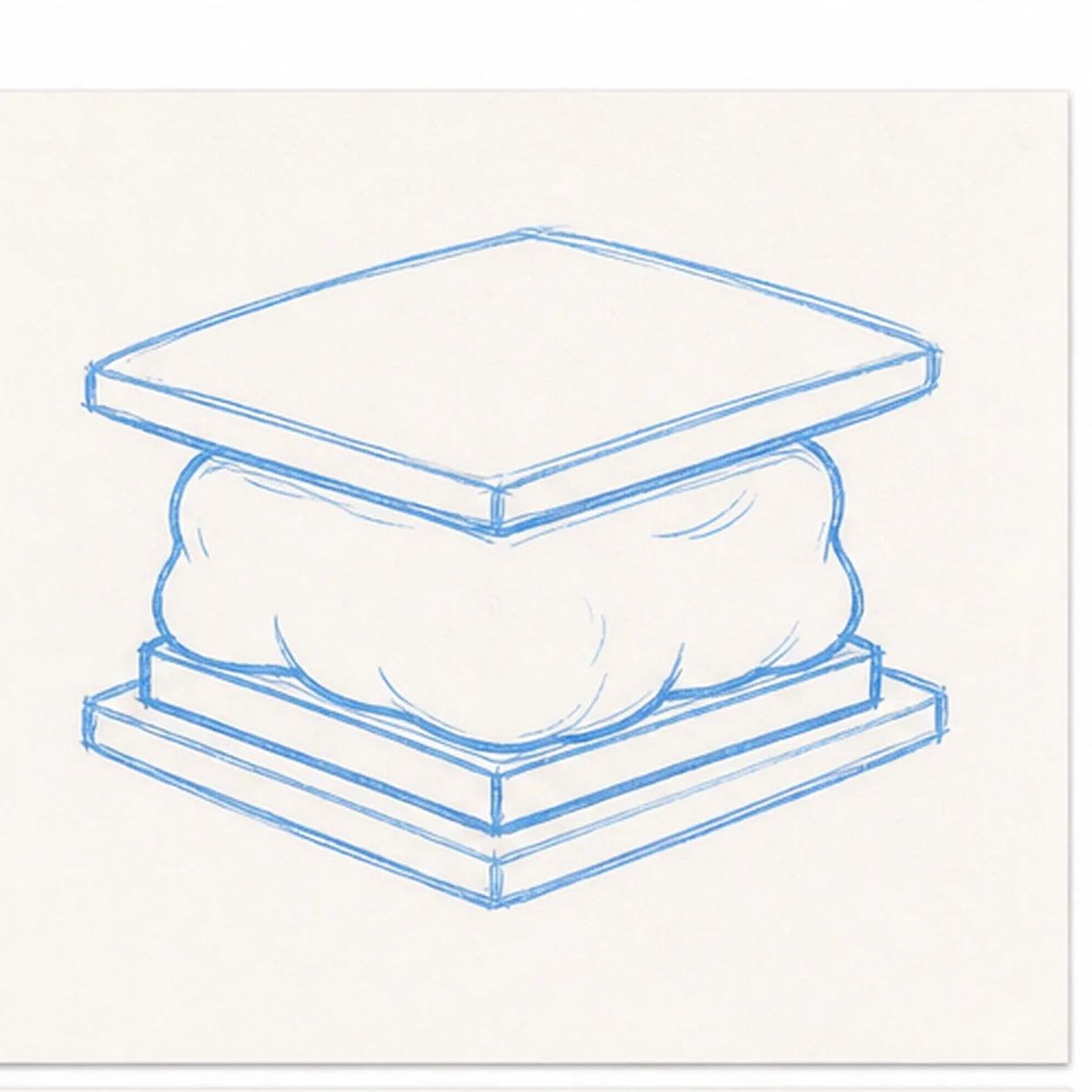 Add the marshmallow stage for how to draw a graham cracker s'more doodle