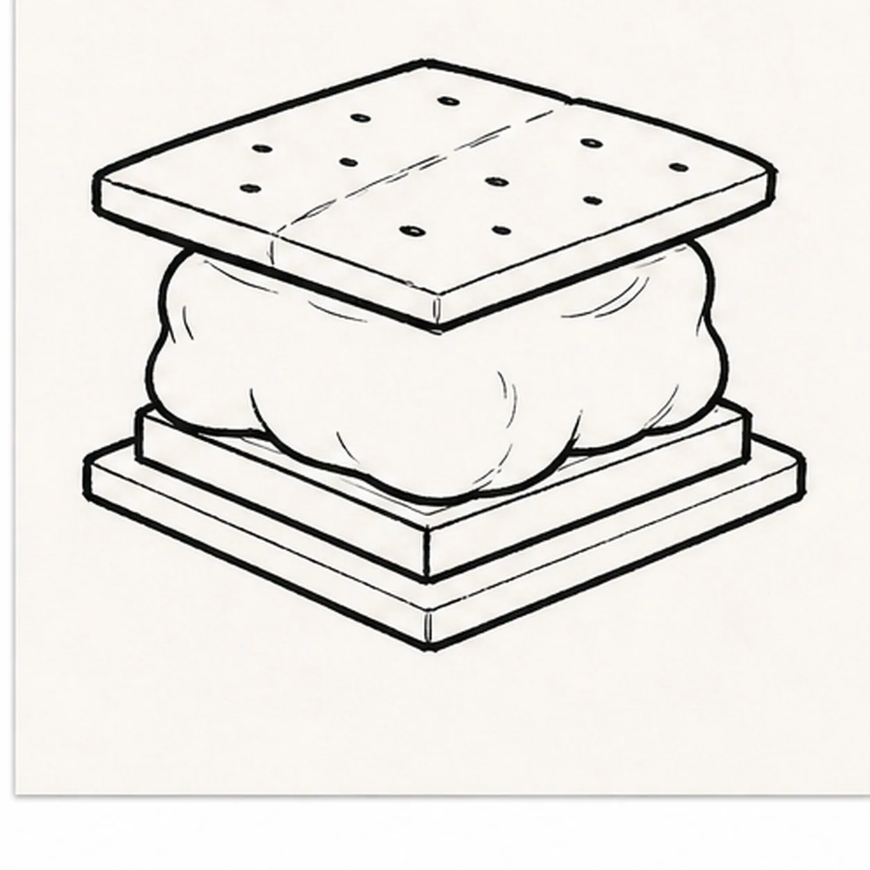 Dot the cracker stage for how to draw a graham cracker s'more doodle