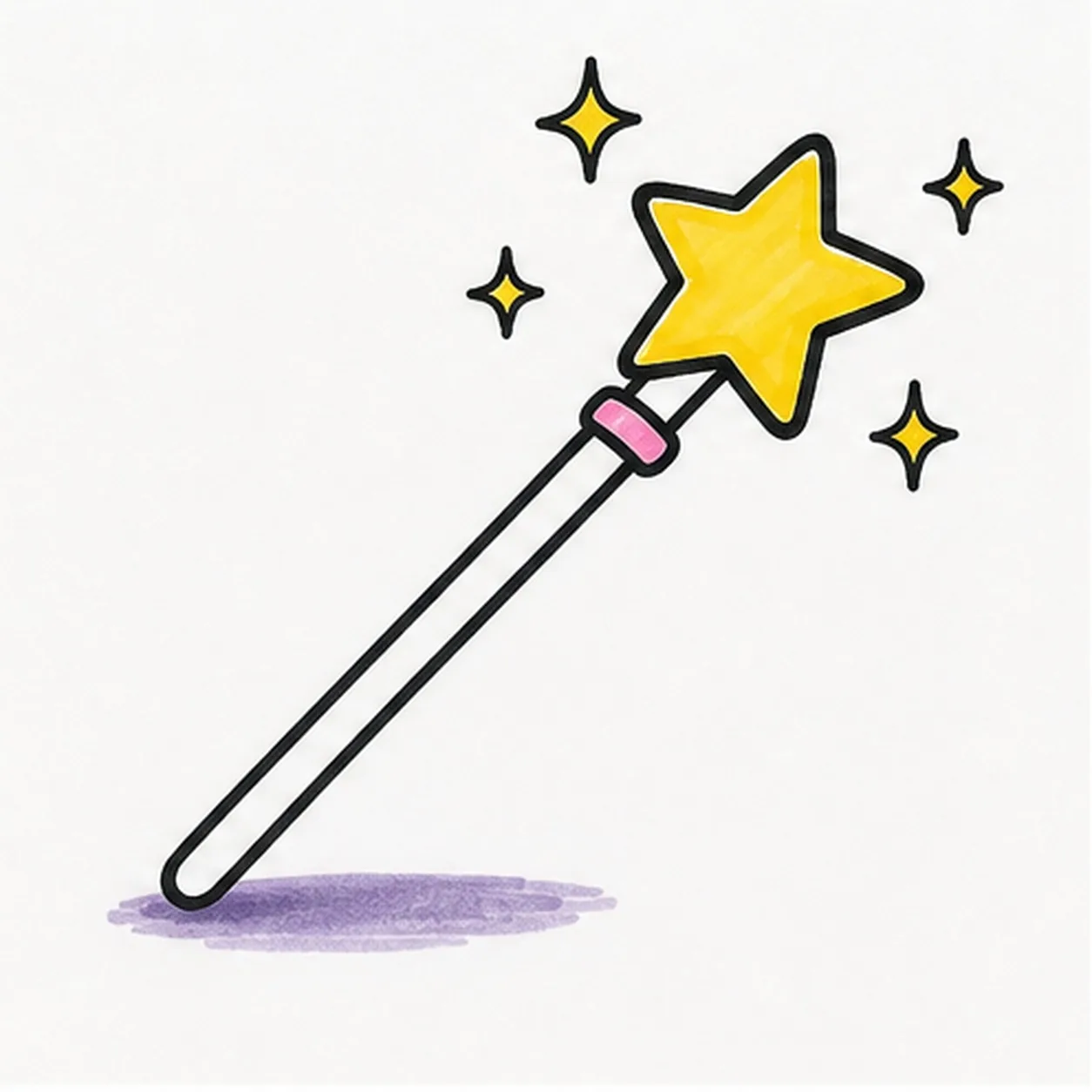 Color the magic stage for how to draw a magic wand