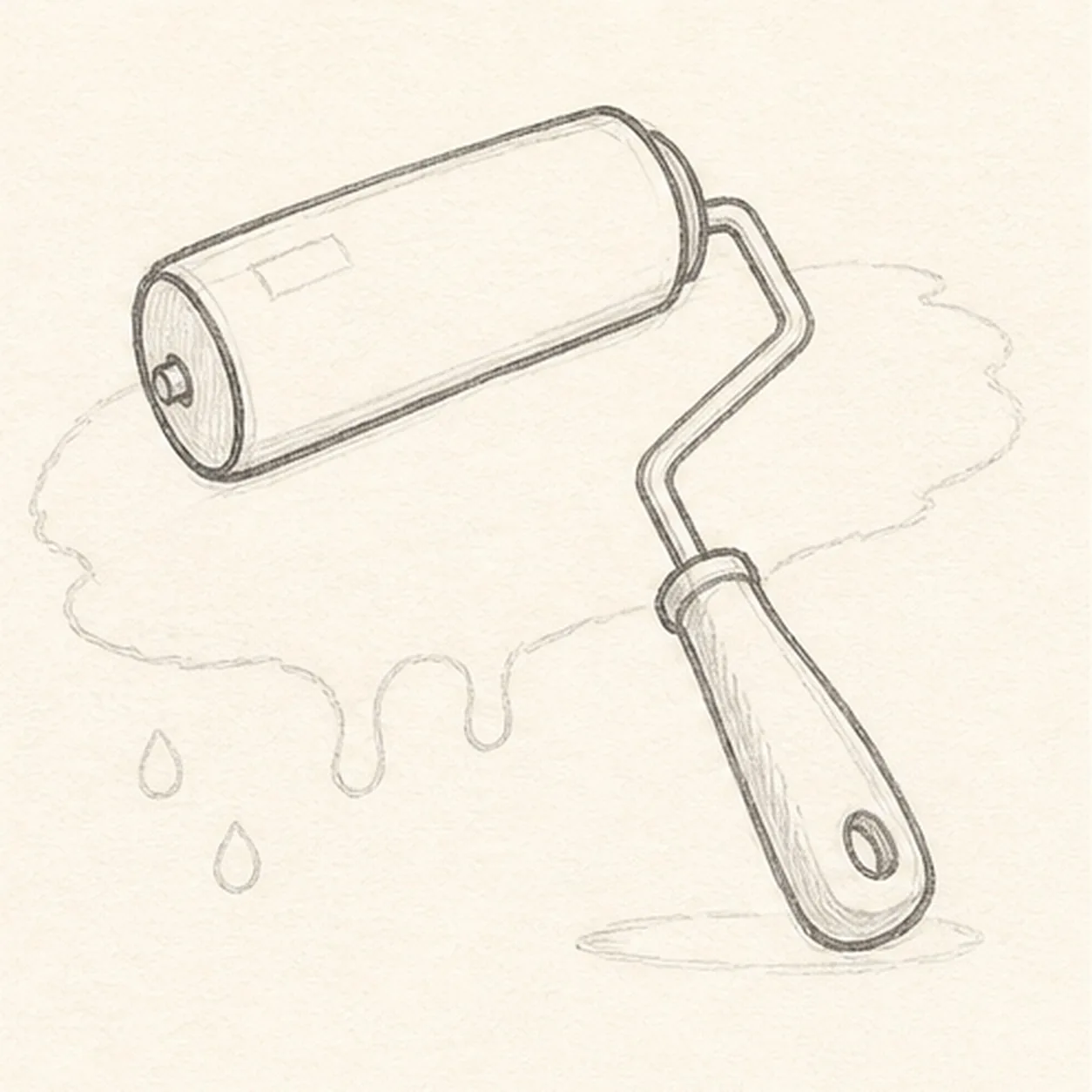 Build the roller silhouette stage for how to draw a paint roller