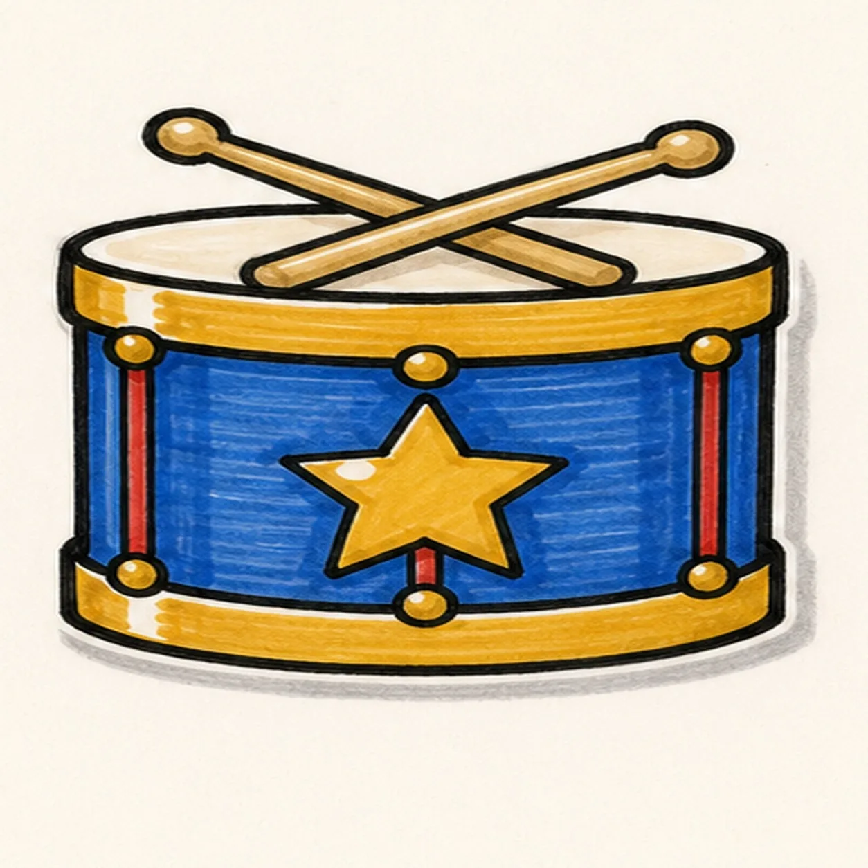 Fill the parade colors stage for how to draw a parade drum