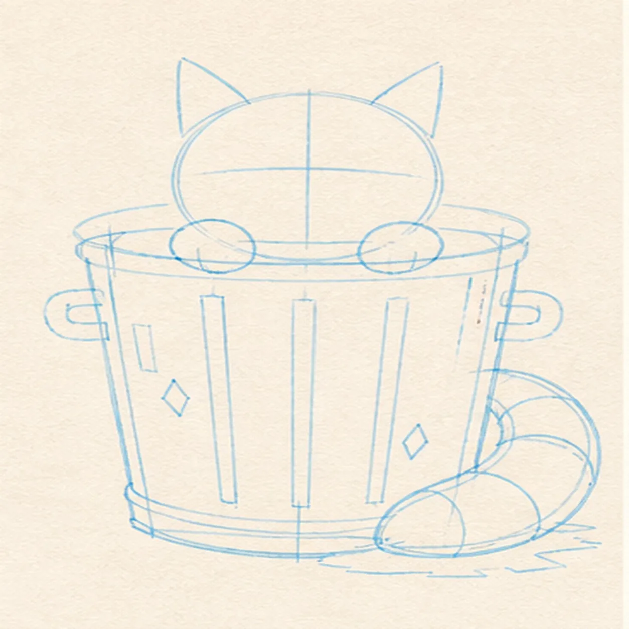 Map the midnight visitor stage for how to draw a peeking raccoon