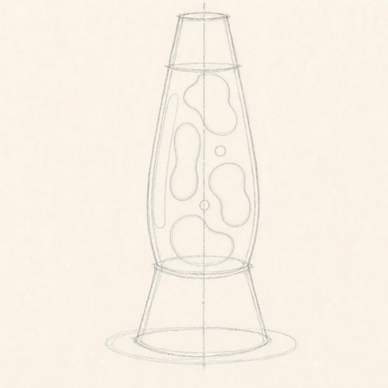 Stack the lamp shapes stage for how to draw a retro lava lamp