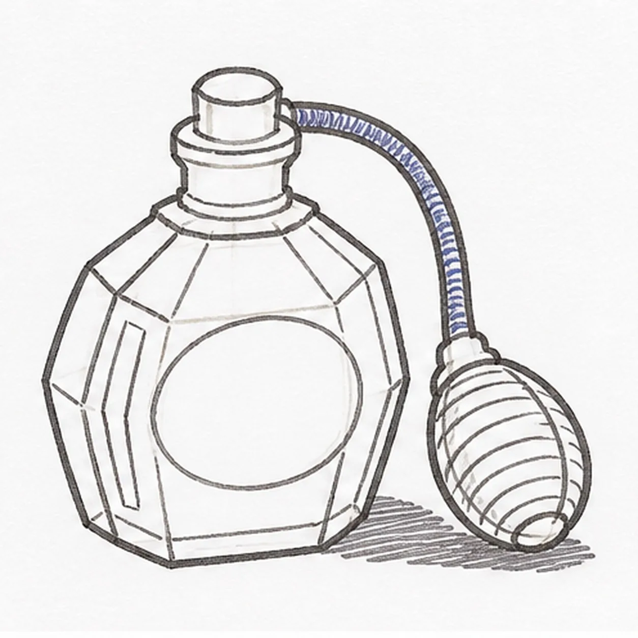 Connect the squeeze bulb stage for how to draw a perfume bottle with an atomizer