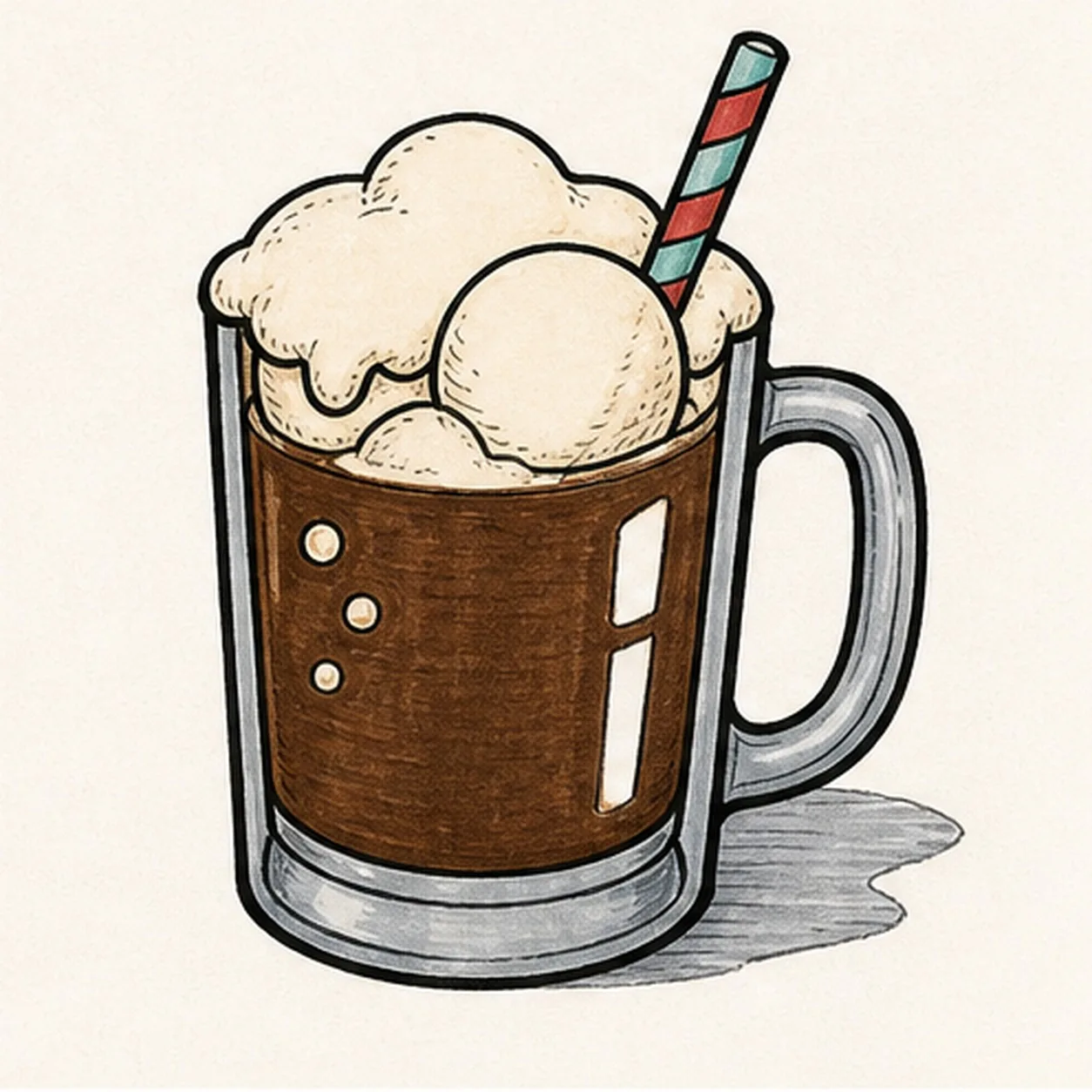 Pour in the retro color stage for how to draw a root beer float