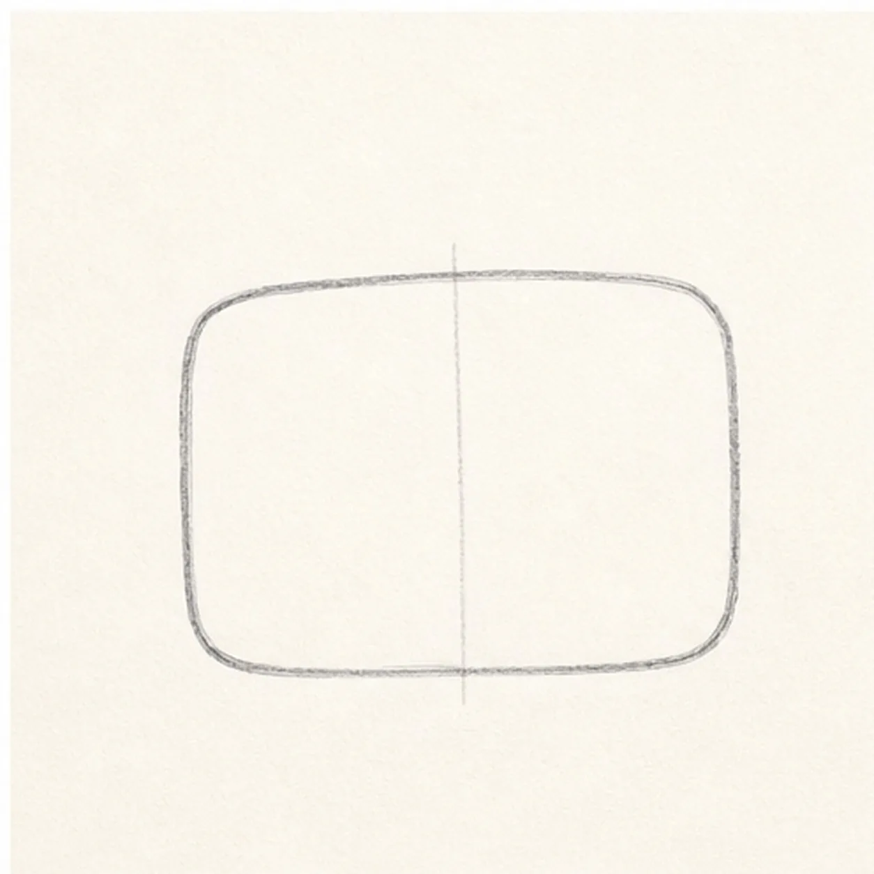 Start the head shape stage for how to draw a silly robot head