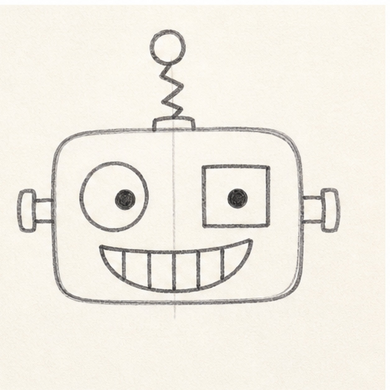 Build the robot face stage for how to draw a silly robot head