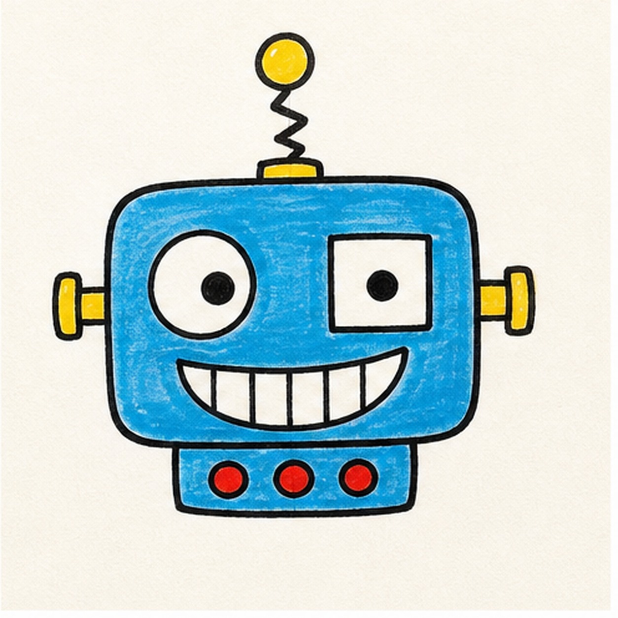 Fill the robot color stage for how to draw a silly robot head