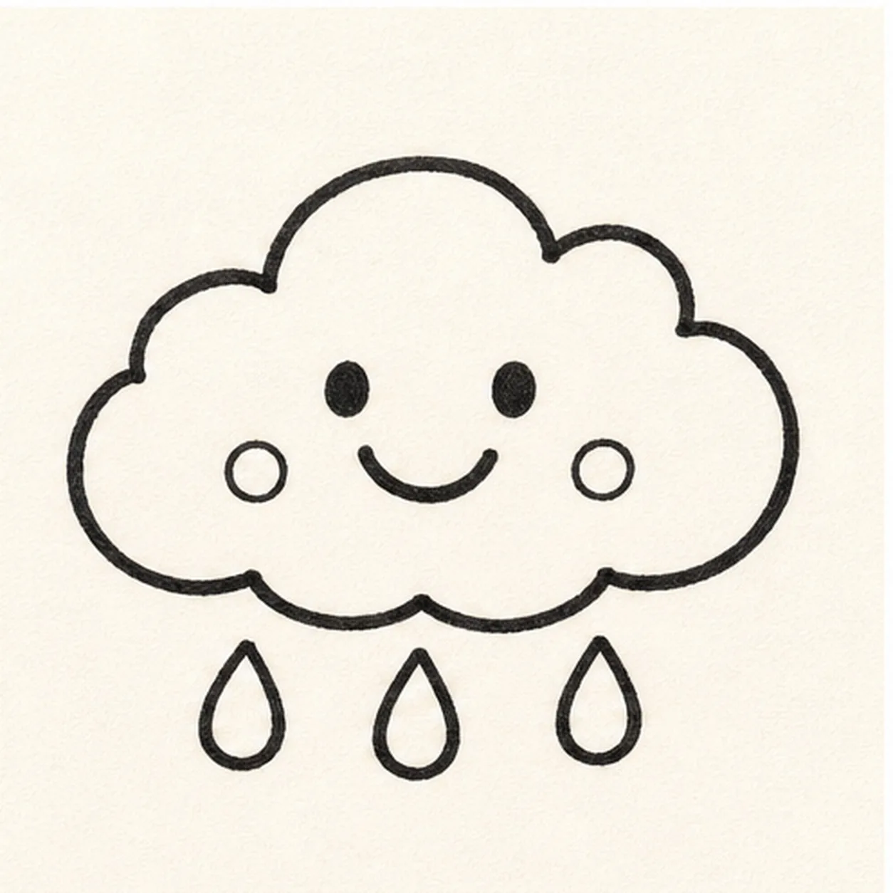 Hang the raindrops stage for how to draw a smiling cloud