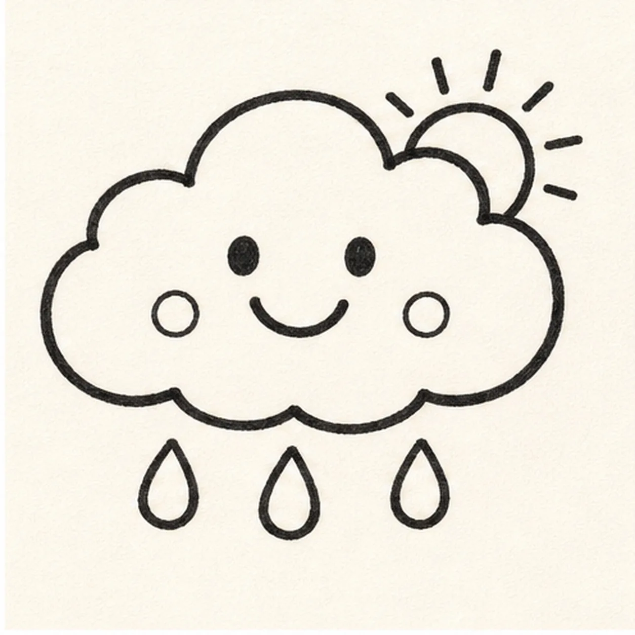 Peek in the sun stage for how to draw a smiling cloud