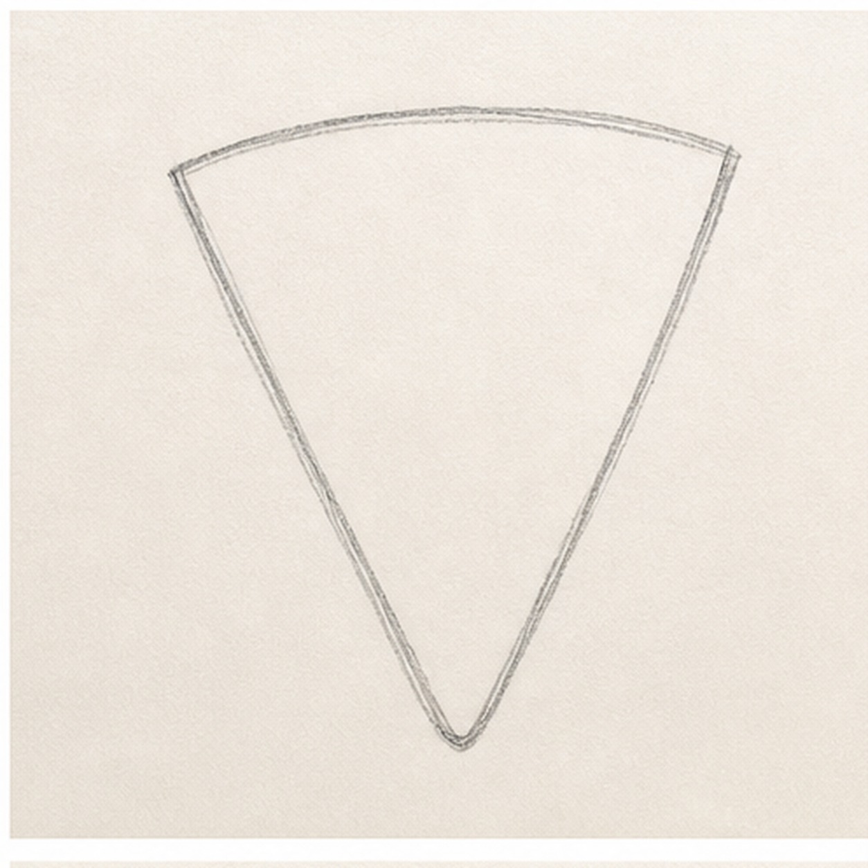 Start the slice shape stage for how to draw a smiling pizza slice