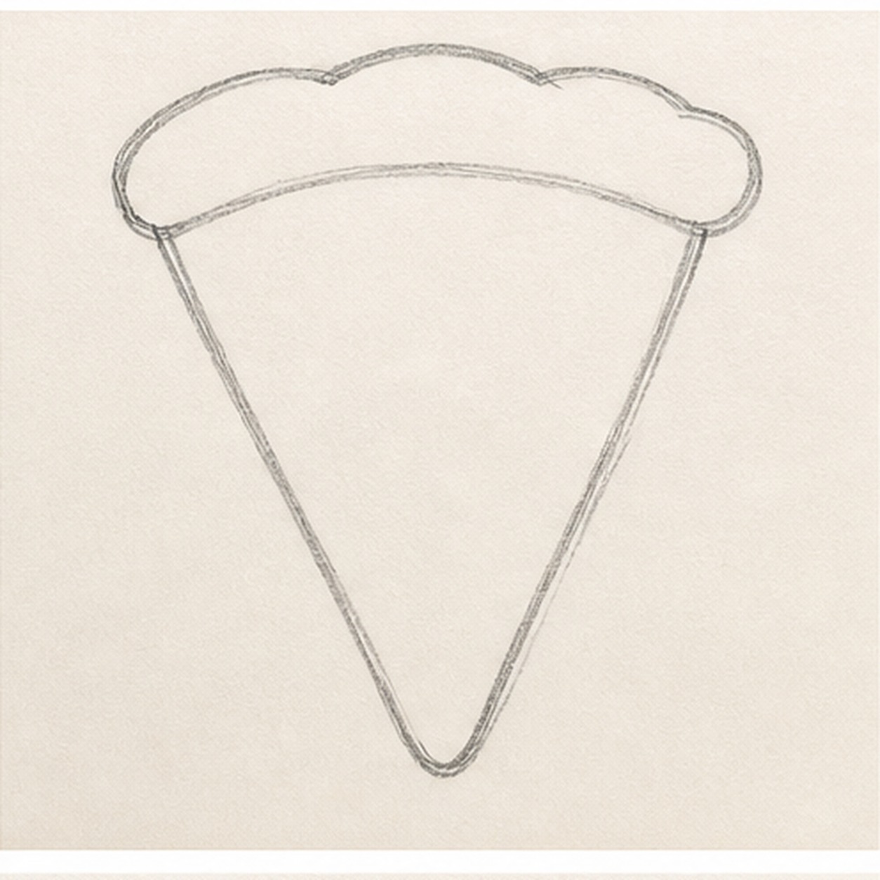 Round the crust stage for how to draw a smiling pizza slice