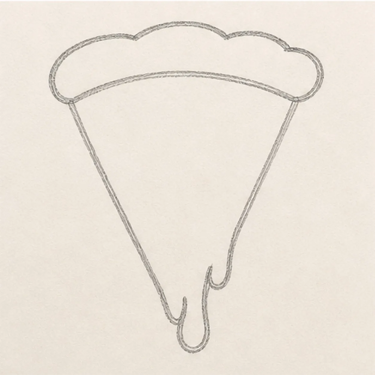 Round the crust and drip stage for how to draw a smiling pizza slice