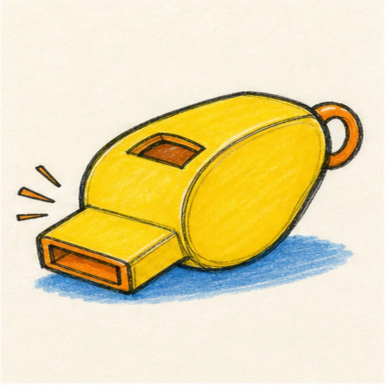 Fill the whistle color stage for how to draw a soccer whistle