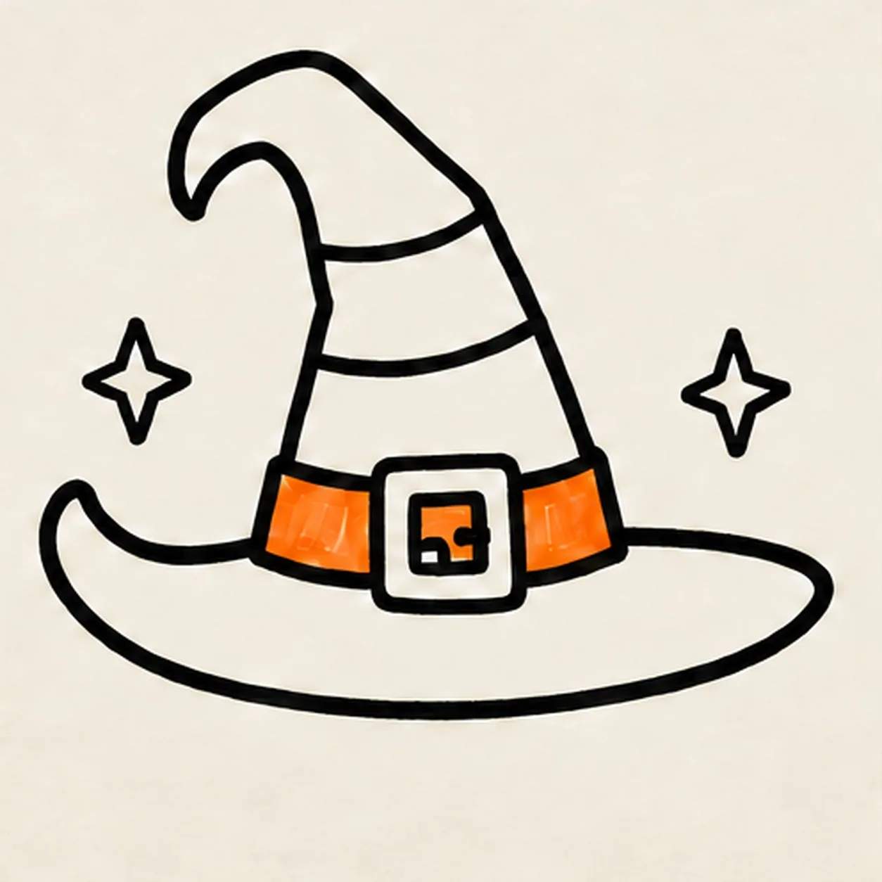 Stripe and sparkle stage for how to draw a striped witch hat