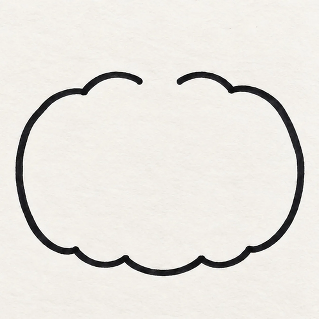 Draw the pumpkin body stage for how to draw a surprised pumpkin